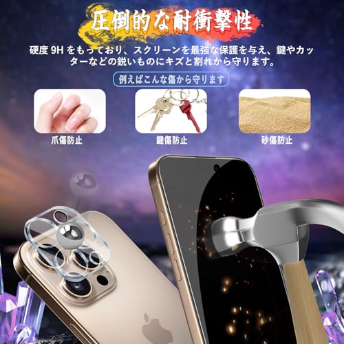 Image of Compatible iPhone 16 Pro Glass Film (1 piece) + iPhone 16 Pro Camera Film (1 piece) [Anti-Peepering] Privacy, Full Protection, Automatic Adhesion, Anti-Bubbles, Anti-Fingerprint, iPhone 16 Pro