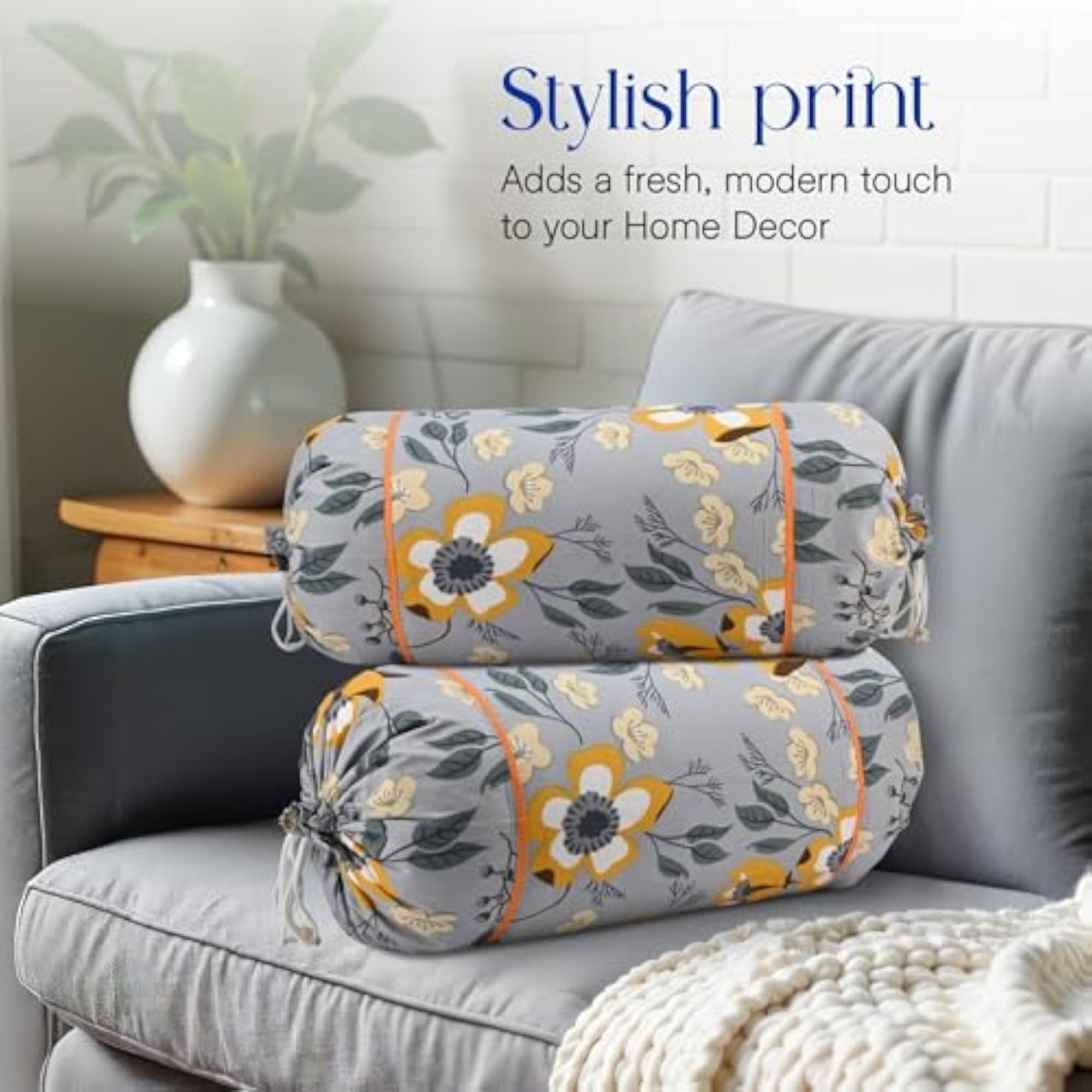 Kube Bolster Cover Set of 2 with Drawstring Closure