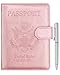 WALNEW Passport Holder Cover Case RFID Passport Travel Wallet, Rosegold