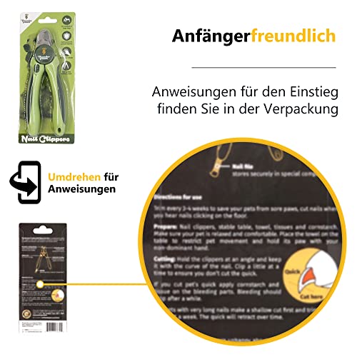 Professionelle Krallenschere für Hunde mit Schutz, Sicherheitsschloss und Nagelfeile (Mittel bis Groß, Grün) – Bild 5
