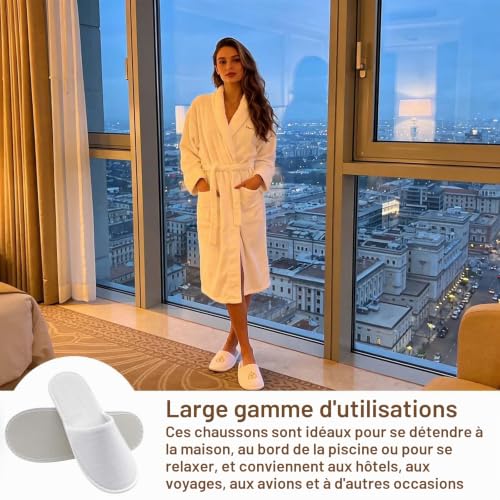 14 paires de pantoufles de bain, pantoufles pour invités, chaussons d'hôtel, chaussons lavables pour femmes et hommes, ensemble de pantoufles pour invités, adapté pour les hôtels et les spas de voyage – vue 5