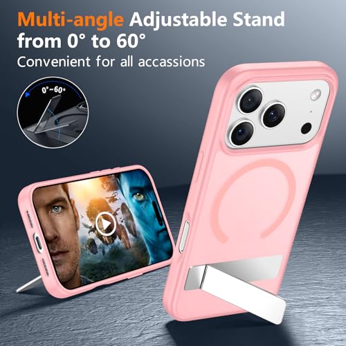 SPIDERCASE Magnetic for iPhone 17 Pro Max Case,with [3 Stand Ways] [Military Grade Drop Protection] with Invisible Stand Shockproof Slim Case for iPhone 17 Pro Max 6.9",Light Pink by SPIDERCASE - Image 5