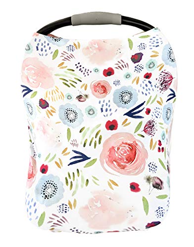 Pobi Baby Car Seat Covers and Nursing Cover - Soft and Stretchy Floral Pattern (Beauty)