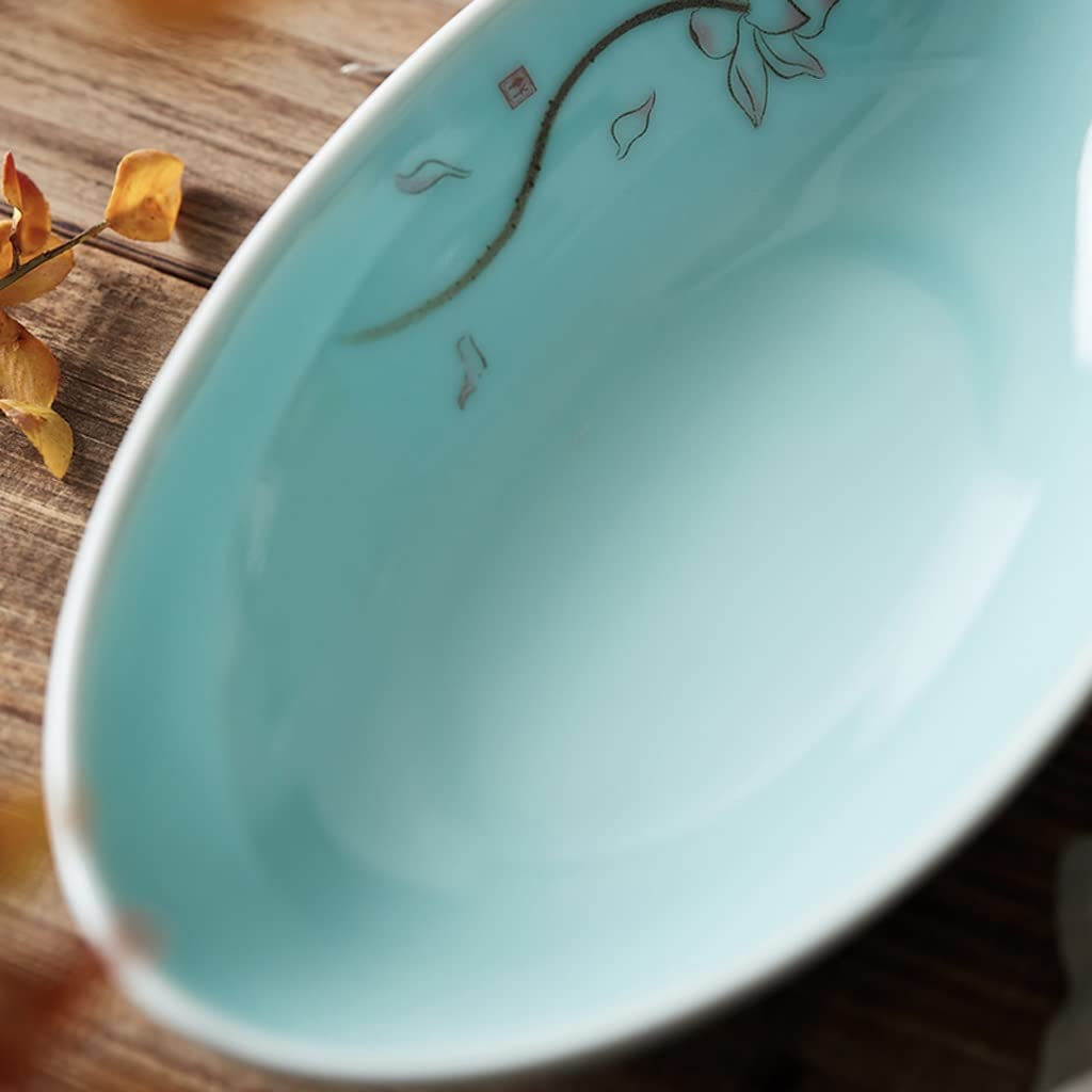 Kuchenne zestawy talerzy obiadowych taca do serwowania owalny talerz rybny domowe gotowanie na parze danie ryb ceramiczne głębokie danie danie naczynie zimne danie talerz do restauracji zastawa stołowa ceramiczne płaskie talerze zestaw (kolor: A, rozmiar