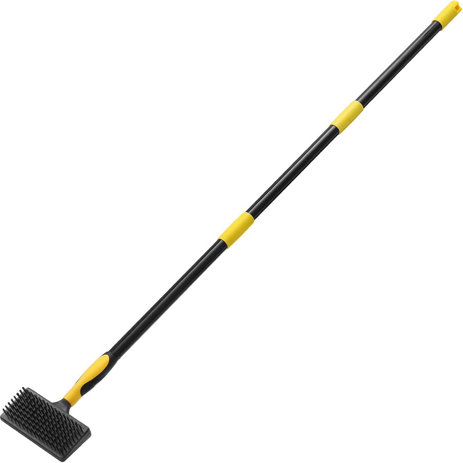 HVAC Coil Cleaning Brush, 38-81” Long Handle Cleaning Slicker Brush for Dogs& Cats, Pet Hair Removal Glove for Dog, Carpet Brush Rake for Rugs, Mats, Couch, Furniture
