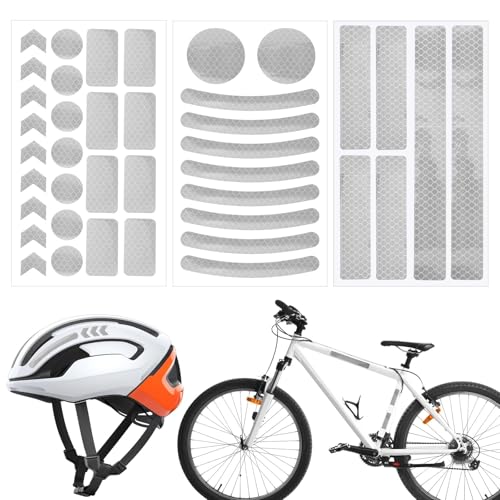 TIESOME 42 Stück Fahrrad Reflektoren Aufkleber, Selbstklebende Reflektorsticker Aus PVC, Wasserdicht & Wetterfest Für Fahrräder, Motorräder, Rucksäcke & Helme(Silber)