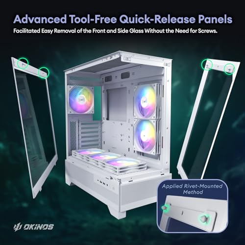 Okinos Aqua7, PC Case, Computer Case with 6 × 120mm ARGB Fan Pre