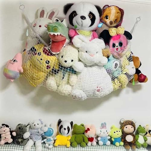 Stuffed Animal Hammock, Corner Wall Storage Net for Plush Toys,
