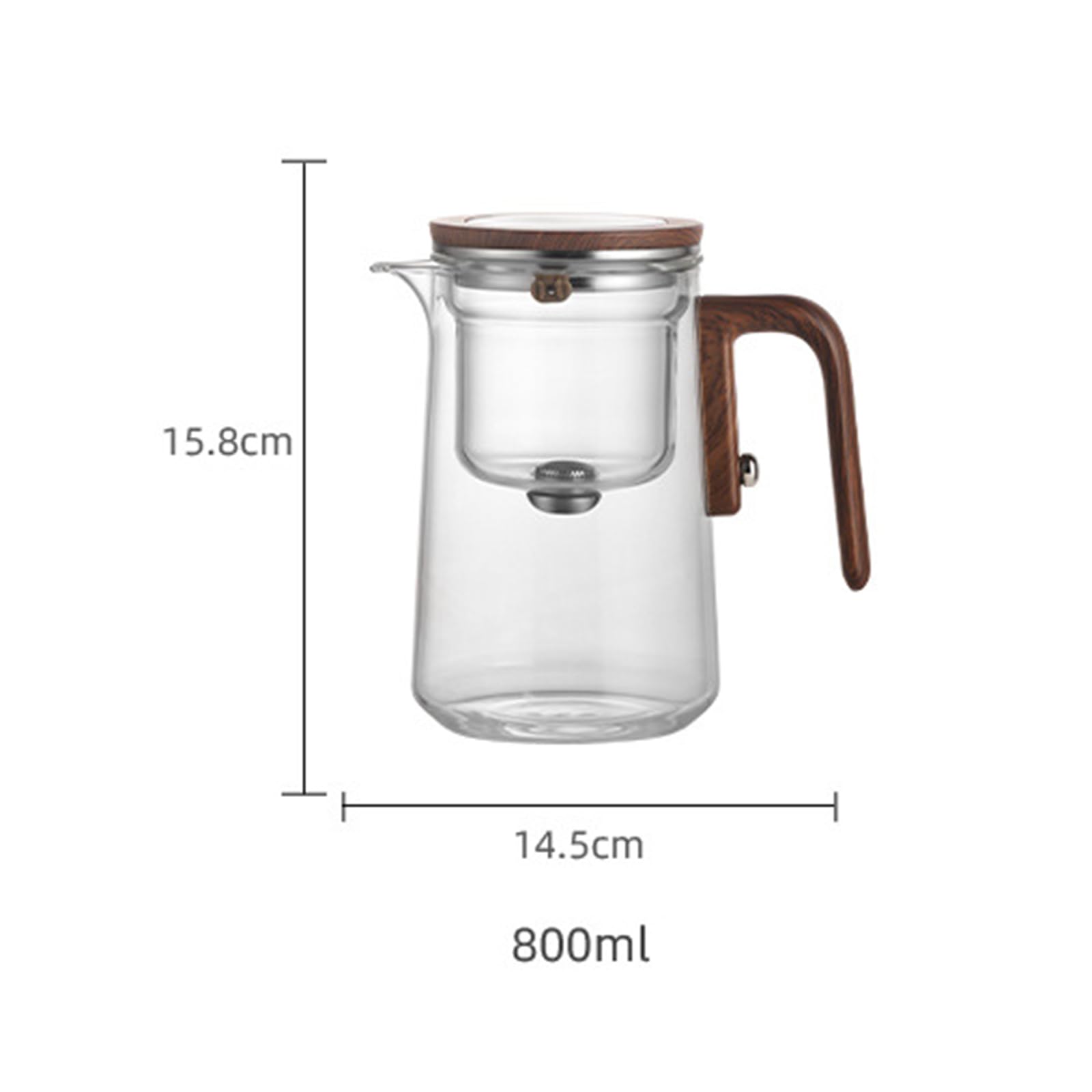 Magische Teekanne mit Sieb, Magische Hexerei Verzauberte Teekanne aus Glas mit langem Auslauf, Wassertrennung Borosilikatglas Teekanne, magnetische Hexerei Teekanne für losen Tee,Clear,800ml