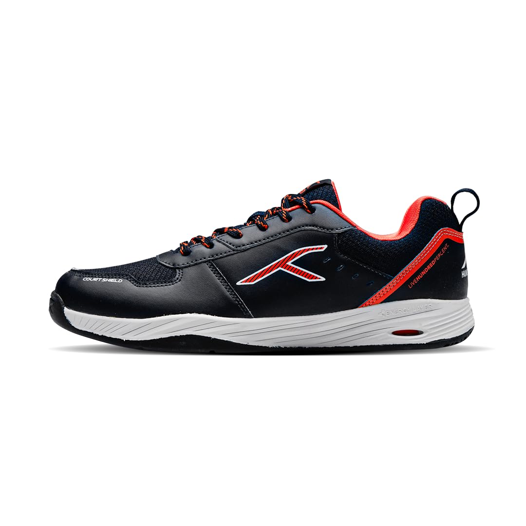 Hundred Court Shield Non-Marking Badminton Shoes | Enhanced Court Control Outsole for Precision | X-Cushion | Ideal for Indoor, Synthetic & Wooden Surfaces
