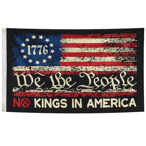 No Kings In America Flag 3x5 Ft For Outside Large Garden Yard Flags Outdoor Decoration (Black-2)