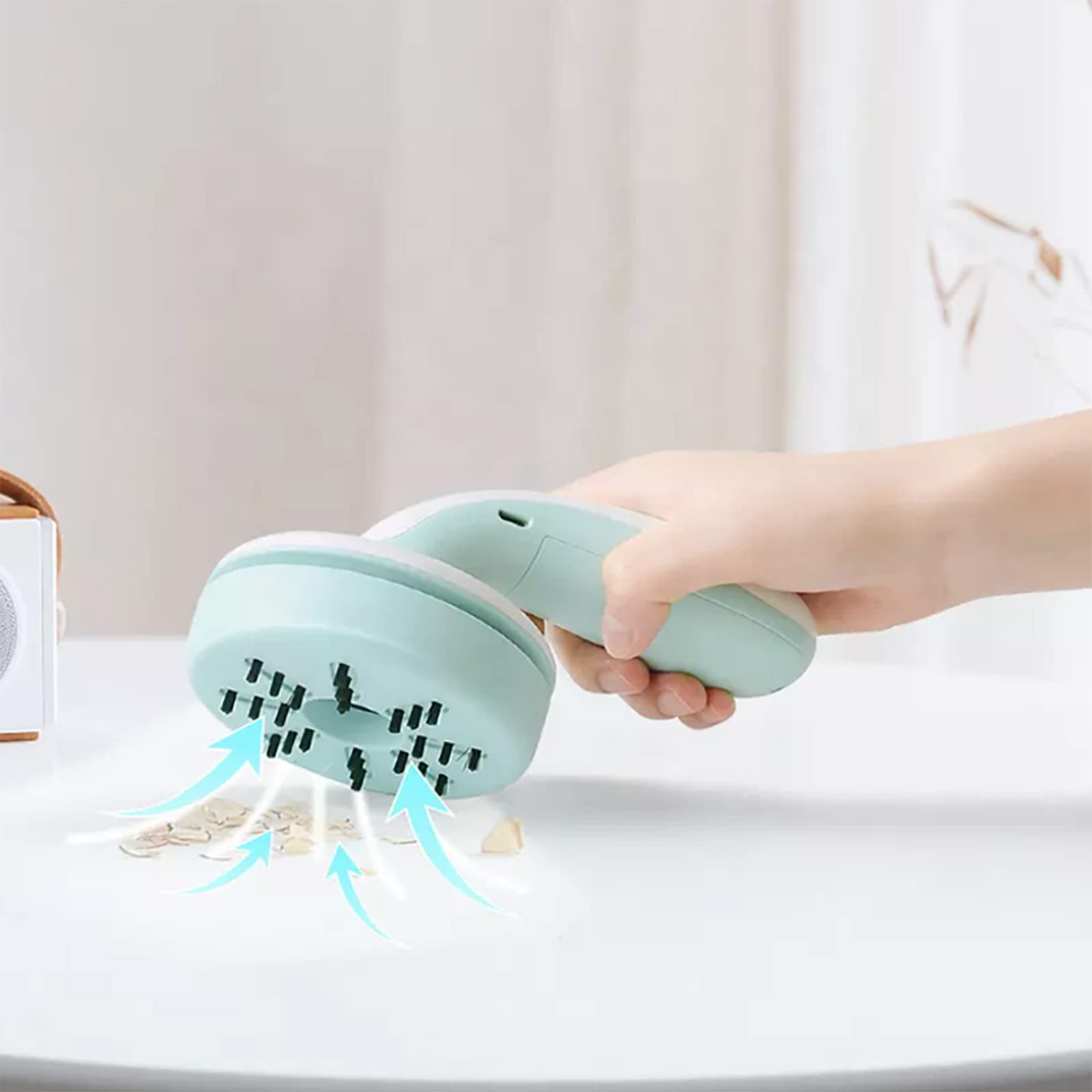 Mini Barredora De Polvo De Mesa De Mano, Aspiradora De Escritorio con Boquilla De Vacío, Limpiador De Polvo De Escritorio Inalámbrico De Carga USB Desmontable, para El Hogar, La Oficina