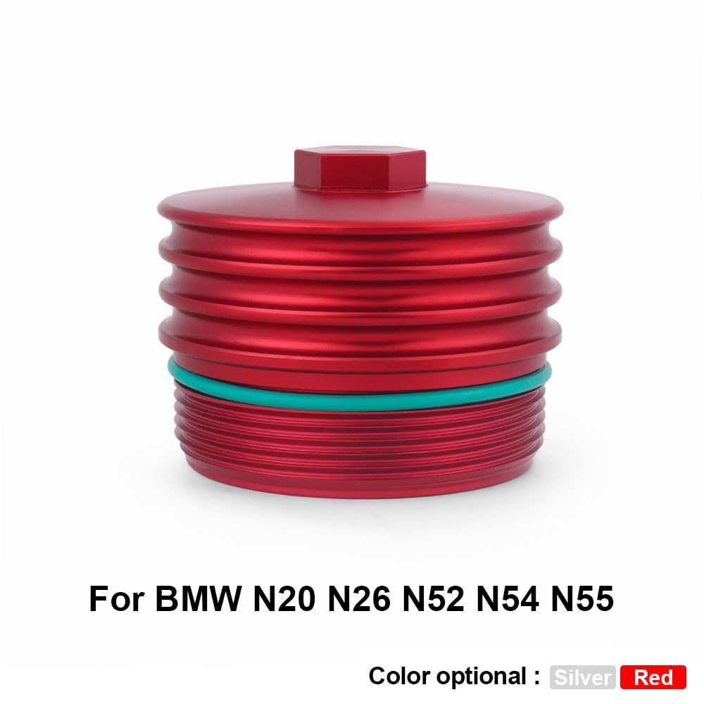 Tappo Serbatoio Coperchio Adatto per Bmw N20 N26 Coperchio filtro olio Alloggiamento in lega di alluminio N51 N52-N55 Parte modifica auto rossa(Red)