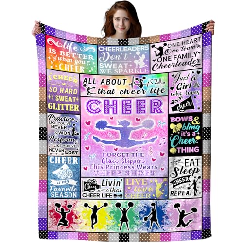 Brloote Cheerleader Blanket Cheer Merch Throw Blanket Cheerleading Gifts for Cheer Team Cheer Lovers Girls Teens Stuff 50