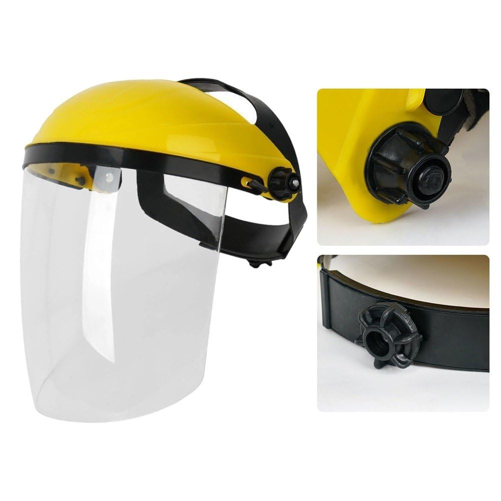 Face Shield Mask – Adjustable Full Face Shield With Sponge Padding, Clear Vision, Splash & Debris Protection, For Gardening, Welding, Grinding, Cutting, Yellow