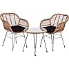 Polyrattan Bistroset für 2 Personen Sitzgruppe Rattan Gartenmöbel Set Garnitur Braun