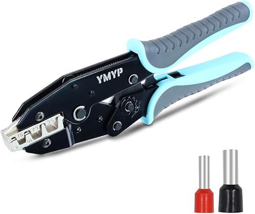 Herramienta de prensado para manguitos, terminales de virola y extremos de cable de pasador, crimpadora de cables de trinquete - AWG 10-2 (6-35 mm)