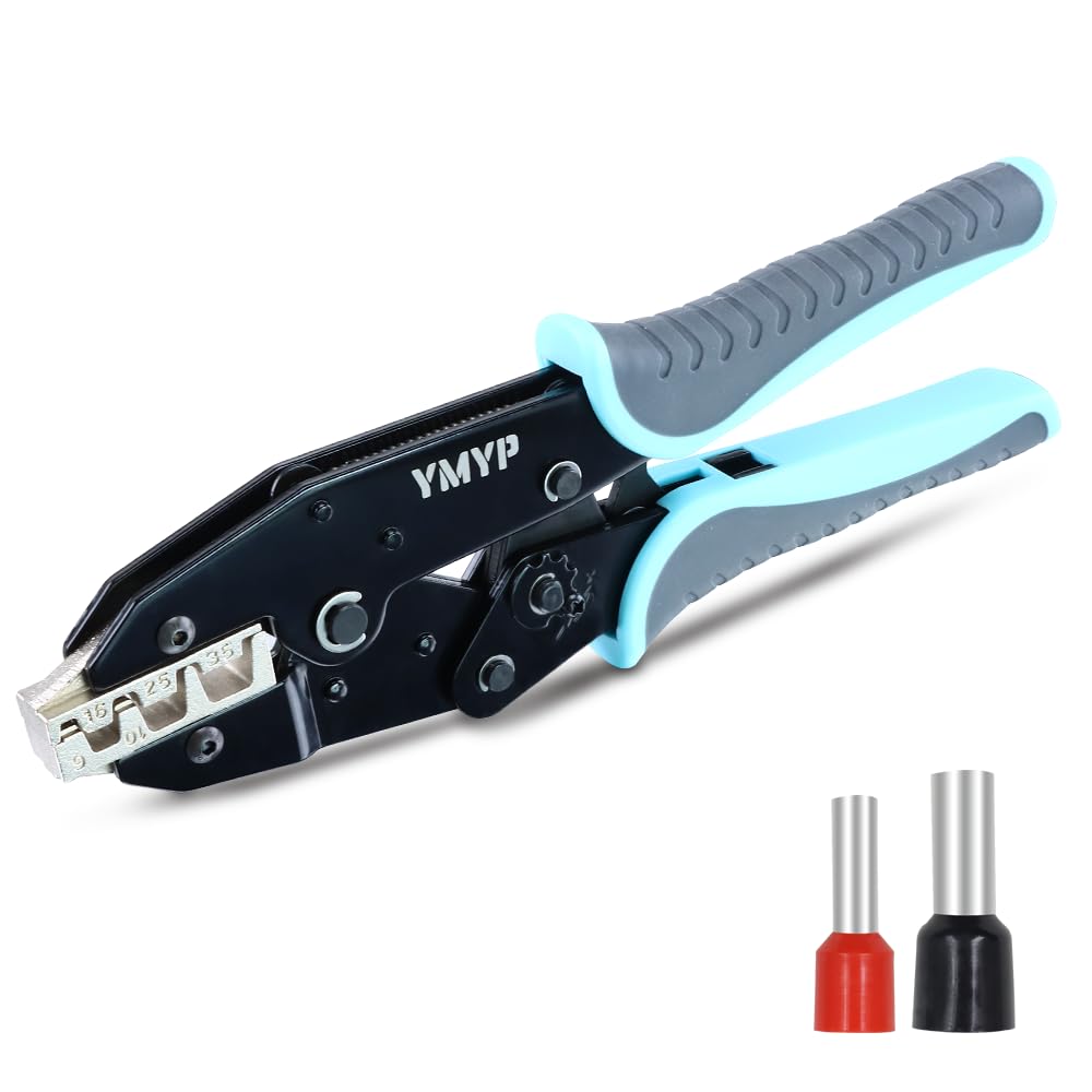 YMYP Crimping Tool for Sleeves Ferrule Terminals & Pin Cord Ends - Ratcheting Wire Crimper - AWG 10-2 (6-35mm²) - Electrical Crimping Tool