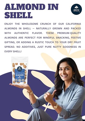 Image of Arctic Dryfruits California Almonds in Shell (250g) | Whole Natural Badam | With Shell | Crunchy Texture | Ideal for Snacking & Gifting | Dry Fruits and Nuts
