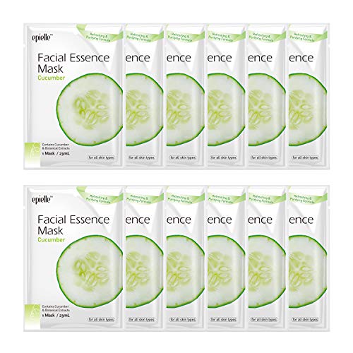 Epielle Cucumber Facial Essence Mask (Pack of 12 Masks)