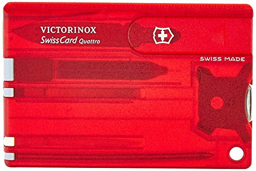 Victorinox Quattro rouge : carte suisse ultraplate au design transparent jelly