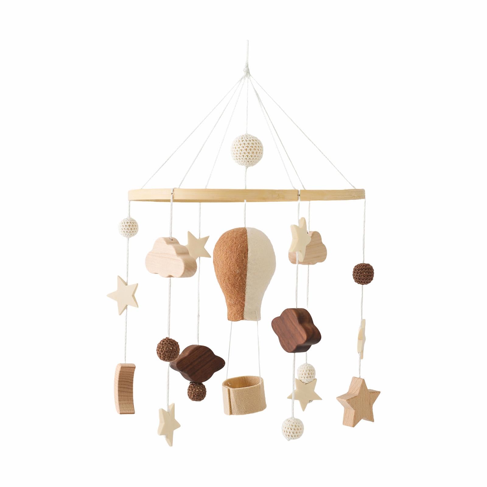 Gralara Mobile für Kinderbett Krippe Holz Hängemobile Filzkugel Bettmobile Krippenanhänger Spielzeug Aus Holz Und Filz Leises Schwingen Unterstützt Einsc, Stil c