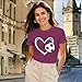 VERYNEAT Soccer Shirts for Women Funny Heart Soccer Print T-Shirt Casual Loose Tops DarkRed
