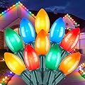 C9 LED Christmas Lights Outdoor, 50 FT 50 LED Multi-colored Connectable C9 String Lights for Christmas Tree Patio Roofline Garden Backyard Holiday Party Indoor Outdoor Decoration, Green Wire