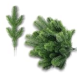 32 Stück Künstliche Tannenzweige, Tannenzweige Künstlich Wie Echt, Tannenzweige Künstlich Kiefernzweige Kunststoff Kiefernblätter Gefälschte DIY Zubehör für Girlandenkranz Deko Weihnachten (Blau)