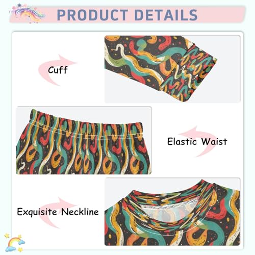 Pajama Sets Long Sleeve Colorful Snake Cute Pattern Soft Comfy Sleepwear 2 Piece PJS 3-8T4