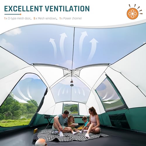 8 Person Camping Tent with Porch/Vestibule, 12x10Ft Family Tents for Camping, Large Dome Tent, Tunnel Tent Includes Rainfly and Carry Bag, Easy Setup Big Tent for Camping and Backyard