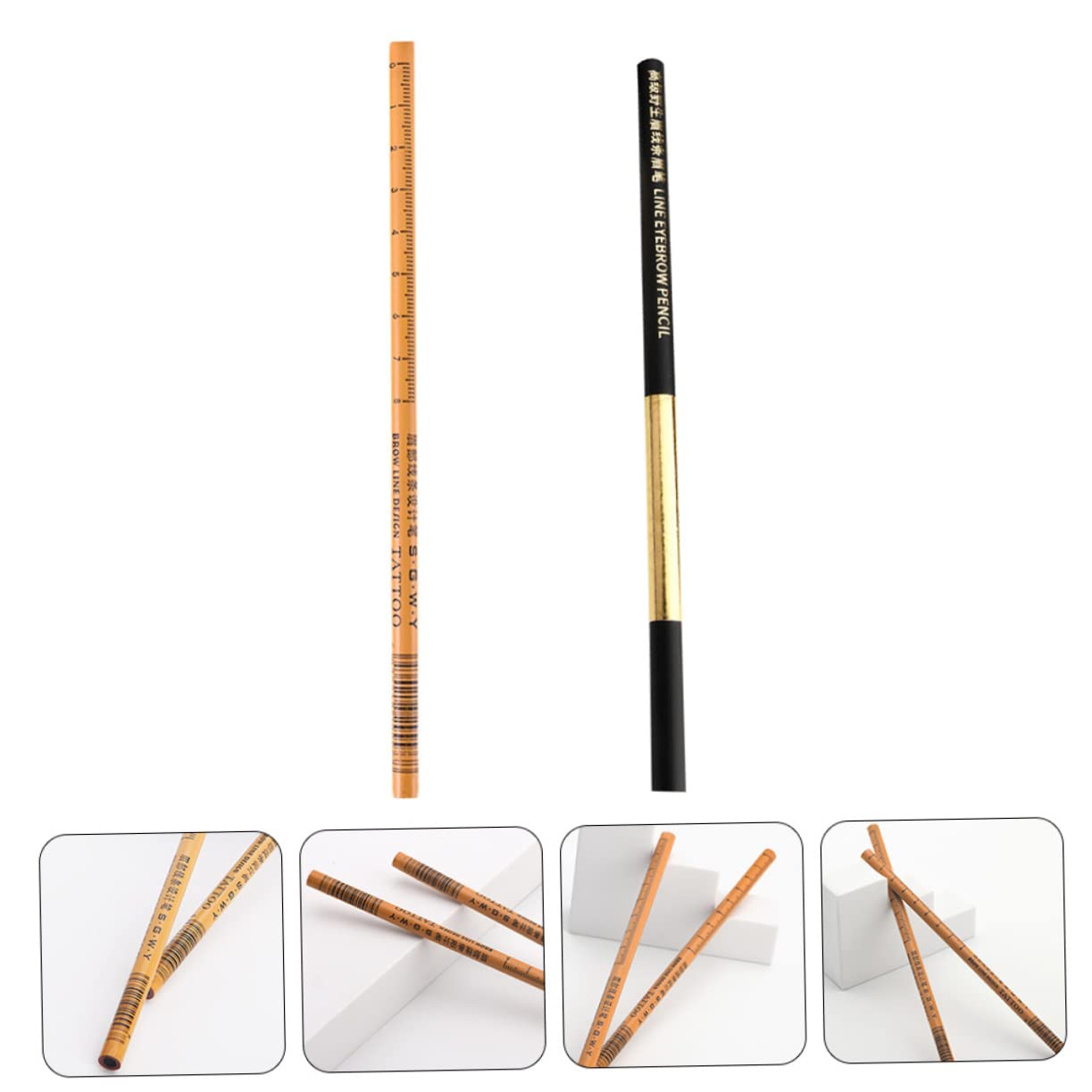 FRCOLOR 3 Set Di Matite Per Sopracciglia Da Donna Penne Per Trucco A Doppia Estremità Matite Per Sopracciglia in Legno Facili Da Disegnare Robuste E Pratiche 2 Pezzi*3