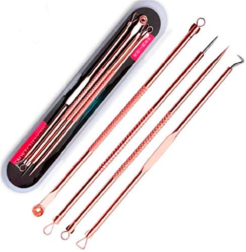 Lot de 4 aiguilles pour enlever l'acné et les points noirs couleur or rose Cover