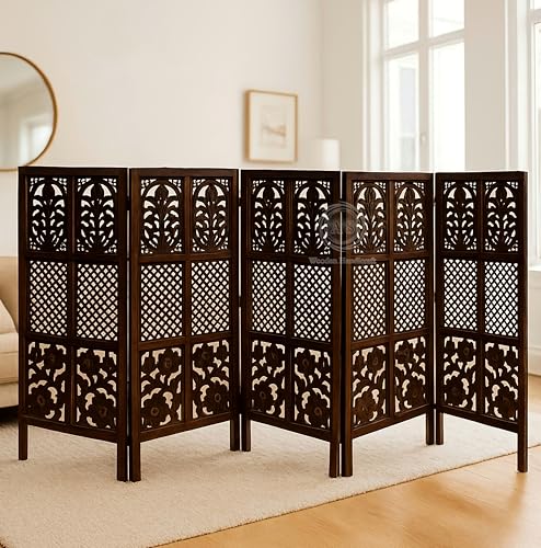 Image of Wooden Partition for Living Rooms Wall Dividers,Screen Separator Wall Divider for Hall Wall Panels for Living Room /Kitchen /Bedroom /Office /Restaurant (4-feet 5 Panel)