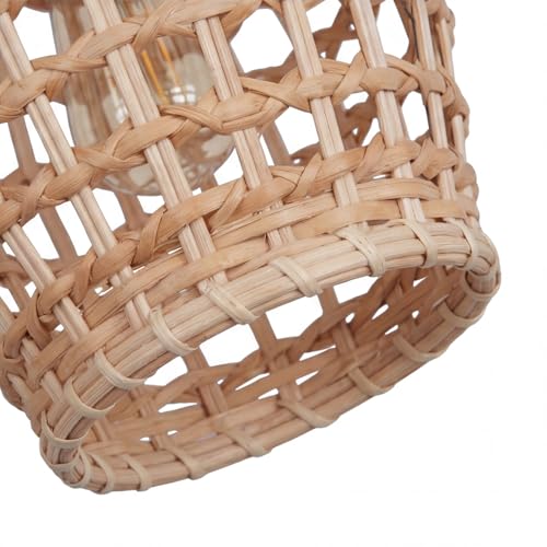 Lámpara de mimbre tejida a mano con detalles de metal negro para decoración elegante 5