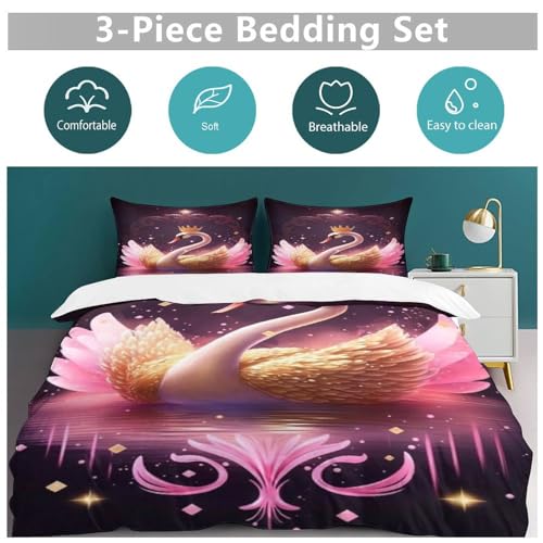 Housse de couette cygne impression 3D haute définition parure de lit premium - 6