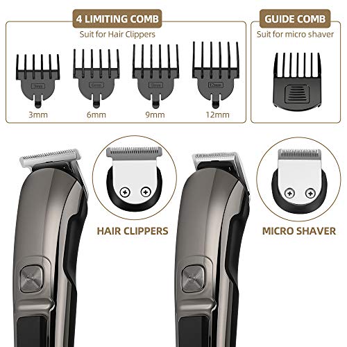 Clippers for Hair Cutting,MANLI 11 in 1 Hair Cutting Kit Cordless Hair Clippers Waterproof Beard Trimmer Grooming Kit with LCD Display, Stand Base, Body Trimmer for Beard Nose Hair USB Rechargeable - Thumbnail 7