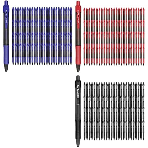 mingtron Gel Pens, 300 Pack Red Blue Black Pens, Fine Point, No Smear Ink Pens for Left Hand, Click Pens Bulk, Retractable Rollerball Pens for Smooth Writing, 0.5MM, Black & Red Ink Cover