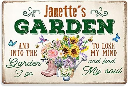 MeMate Garden Sign Metal, Custom Name Garden Signs Outdoor Decor, Personalized Metal Sign Garden, Flowers Garden Plaque for Women Mom Grandma, Potting Shed, She Shed, Nana, Housewarming Gifts