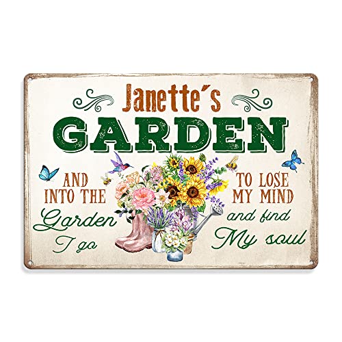 Memate Garden Sign Metal, Custom Name Garden Signs Outdoor Decor, Personalized Metal Sign Garden, Flowers Garden Plaque For Women Mom Grandma, Potting Shed, She Shed, Nana, Housewarming Gifts #TOP2