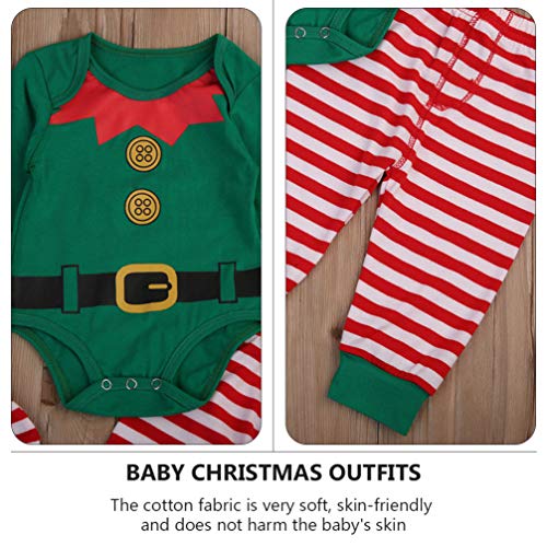 ABOOFAN 3 stuks Baby Kerst Elf Outfit Elf Romper Hoed Broek Set Pasgeboren Baby Kerst Fotografie Prop Kostuum Outfits voor Baby Baby Peuter - Maat 70 - Afbeelding 8