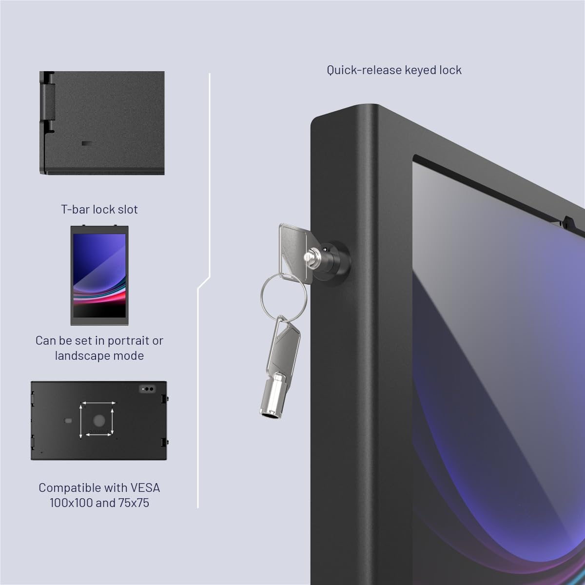 Compulocks Galaxy Tab S9/S10 Ultra 14.6" Apex Enclosure Wall Mount - Black Secure Tablet Holder for Home, Office, & Retail, Sleek Design, Perfect for Digital Signage & Kiosks