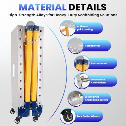 Portable Folding Welding Table, Adjustable Height Work Platform with 360° Casters, Heavy-Duty 2500LBS Load Capacity Carbon Steel Workbench
