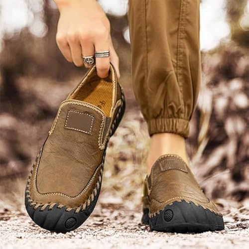 Men's Handmade Leather Orthopedic Outdoor Loafers, Casual Slip on Business Moccasins, Comfy Travel Shoes3