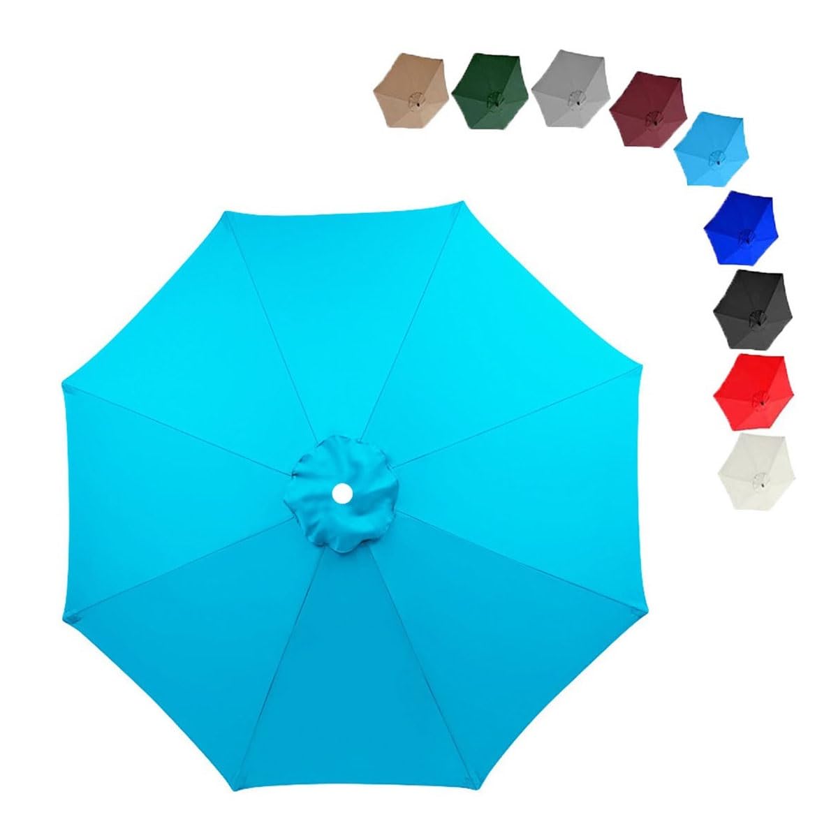 MObyat 230cm/270cm/300cm Patio Umbrella Replacement Canopy, 8 Ribs Umbrella Canopy Cover, UV Protective Replacement Parasol Fabric Cover, Canopy Only(Lake blue,230cm) โ image 1