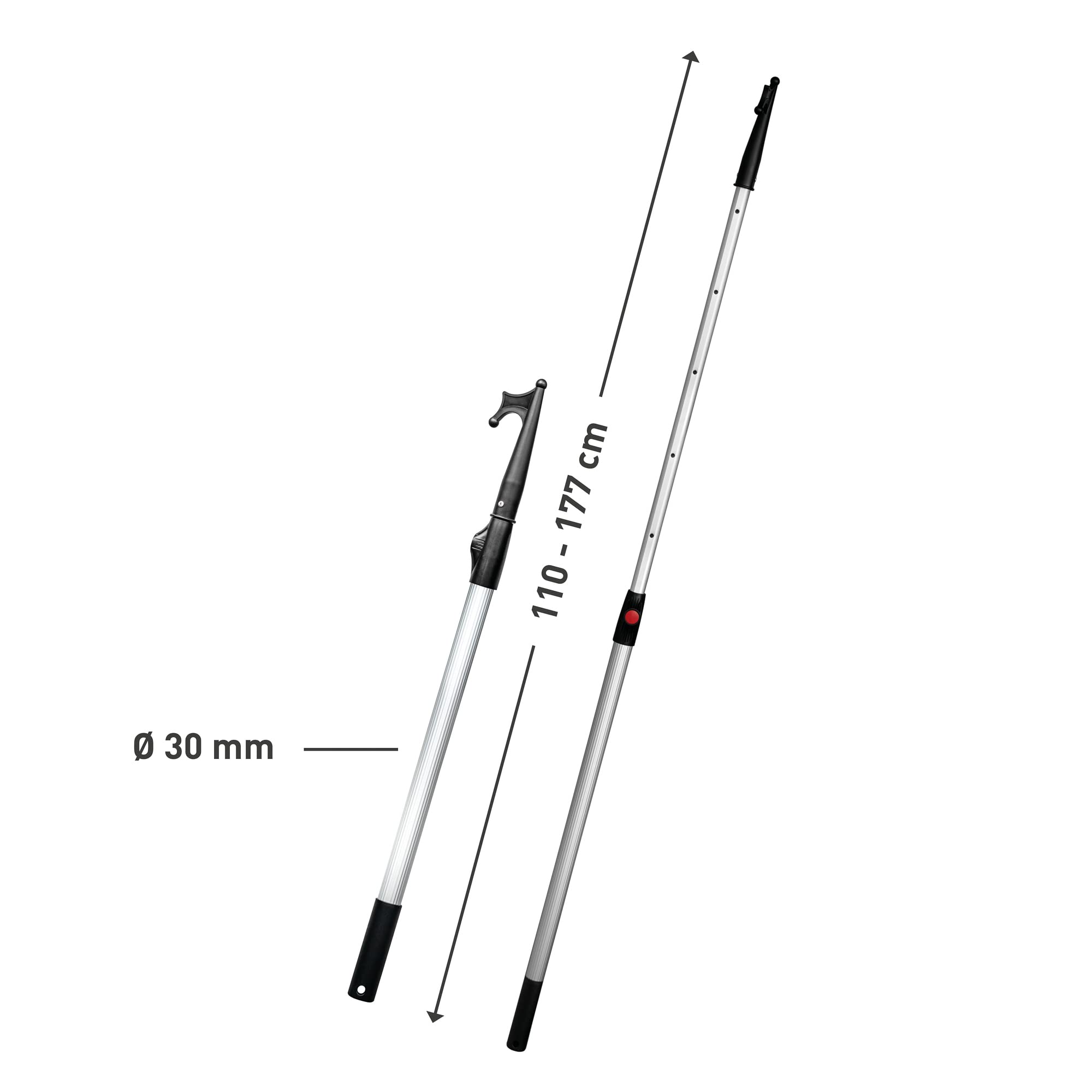 Sprenger Teleskop Bootshaken aus eloxiertem Aluminium I kompakt, arretierbar und ausziehbar, 110 – 177 cm, Ø 30 mm I schwimmfähig und seewasserbeständig