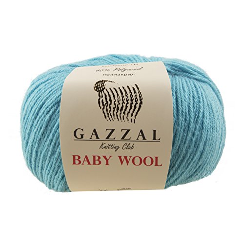 Confezione da 5 di Gazzal Baby - Gomitolo di filato fine per neonati, 50 g, 200 m, 40% lana merino, 20% poliammidi tipo cashmere (Blu - 820)