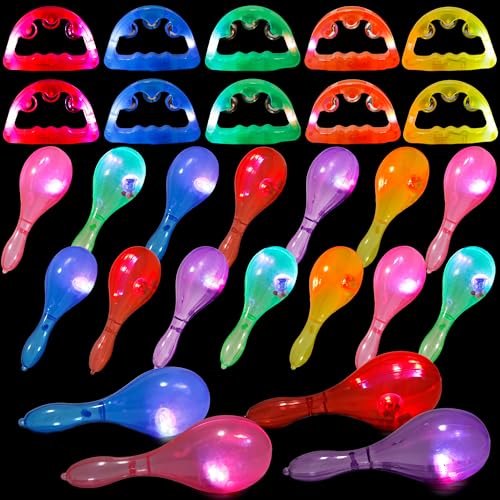 Tambourin LED et maracas en plastique pour animation de soirée