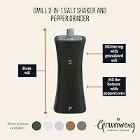 Vista 6 de Grunwerg SP-9174RD 2 en 1 salero y molinillo de pimienta, plástico, verde oliva