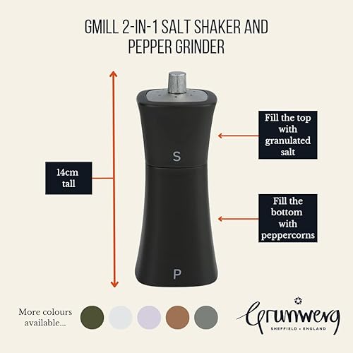Miniatura 6 de Grunwerg SP-9174RD 2 en 1 salero y molinillo de pimienta, plástico, verde oliva